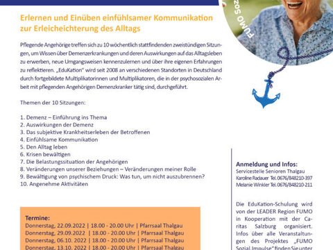 EDUKATION -DEMENZSCHULUNG FÜR PFLEGENDE ANGEHÖRIGE